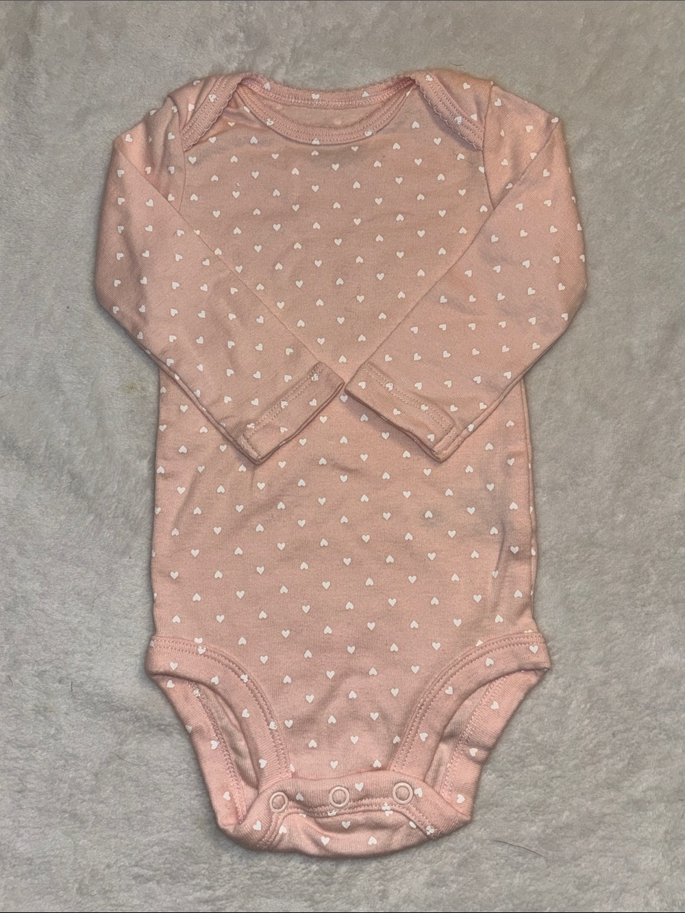 Carters Long-Sleeve Pink Heart Print Baby Bodysuit 6 months baby girl clothing